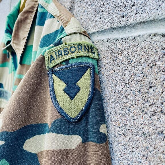 Vintage Army Woodland Fatigue Shirt Small-Regular VTG Army Airborne BRAGG Sm/Reg - Picture 5 of 16